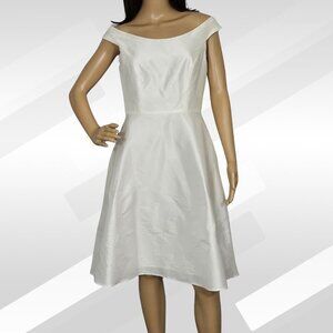 2/$50 Alfred Sung Off-the-Shoulder Cocktail Dress Snow White D686 Size 4
